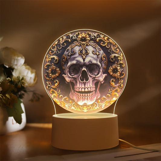 Rynx | LumiSkull - USB Skull Night Light, Colorful Acrylic Table Lamp for Bedroom & Halloween Decoration