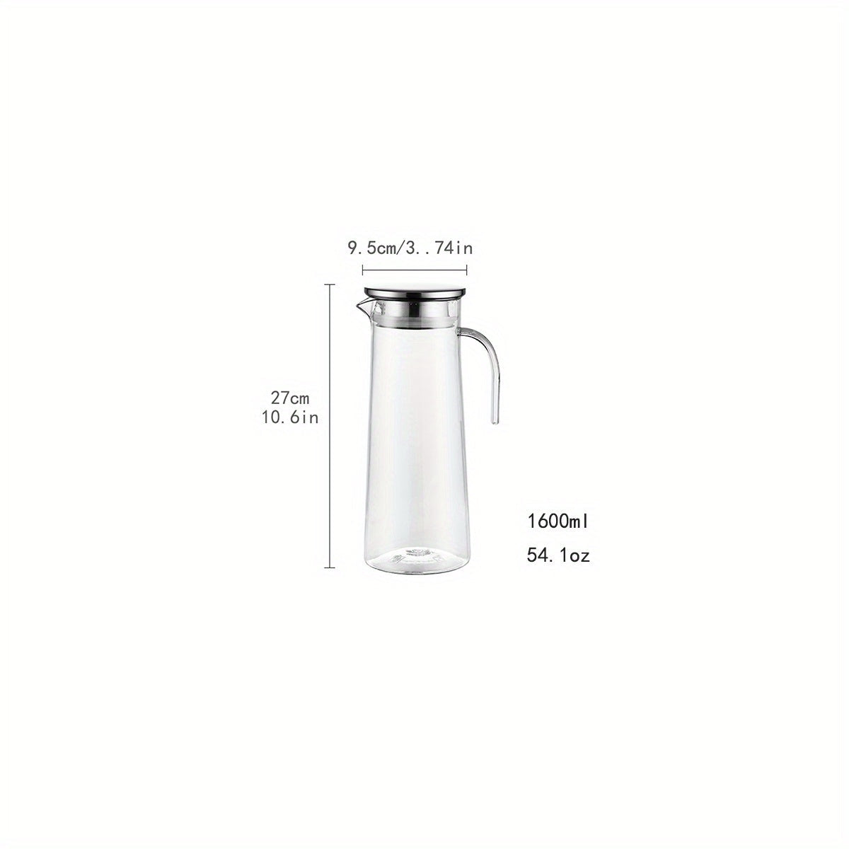 Rynx | Water Pitcher with Lid – 37.1oz/54.1oz Heavy Duty Drink Pitcher – Stainless Steel or Wooden Lid – Ideal for Juice, Bubble Tea, Summer Drinks – Kitchen and Home