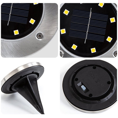 Rynx | 4 Pack Solar Lights 8 LED Solar Lights Outdoor Solar-Powered Garden Lights Waterproof Recessed Lights for Patio Path Garden Lawn Courtyard Driveway Patio Walkway