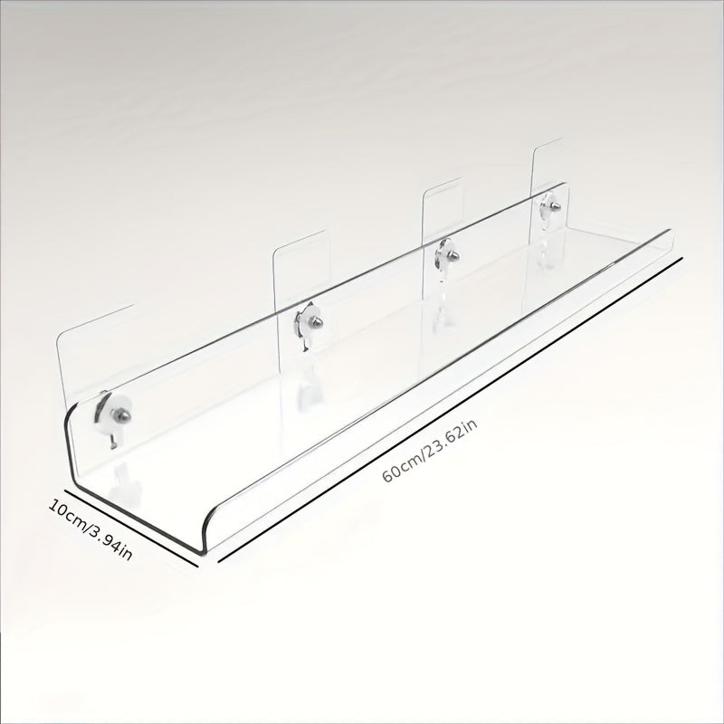 Rynx | Acrylic Shelf - Floating Hanging Shelf - Drill-Free Shower Shelf and Storage Shelf