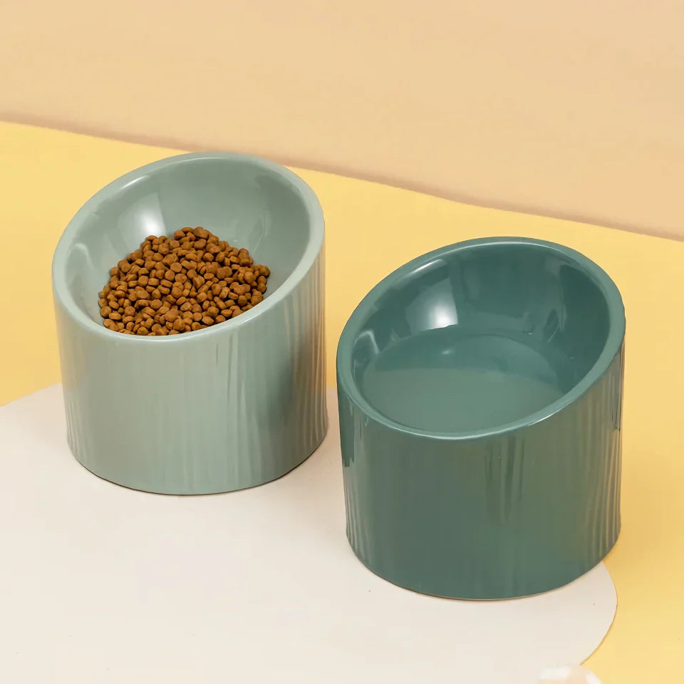 Rynx | Elevated Ceramic Bevel Bowl for Cats and Dogs - Protects Cervical Spine