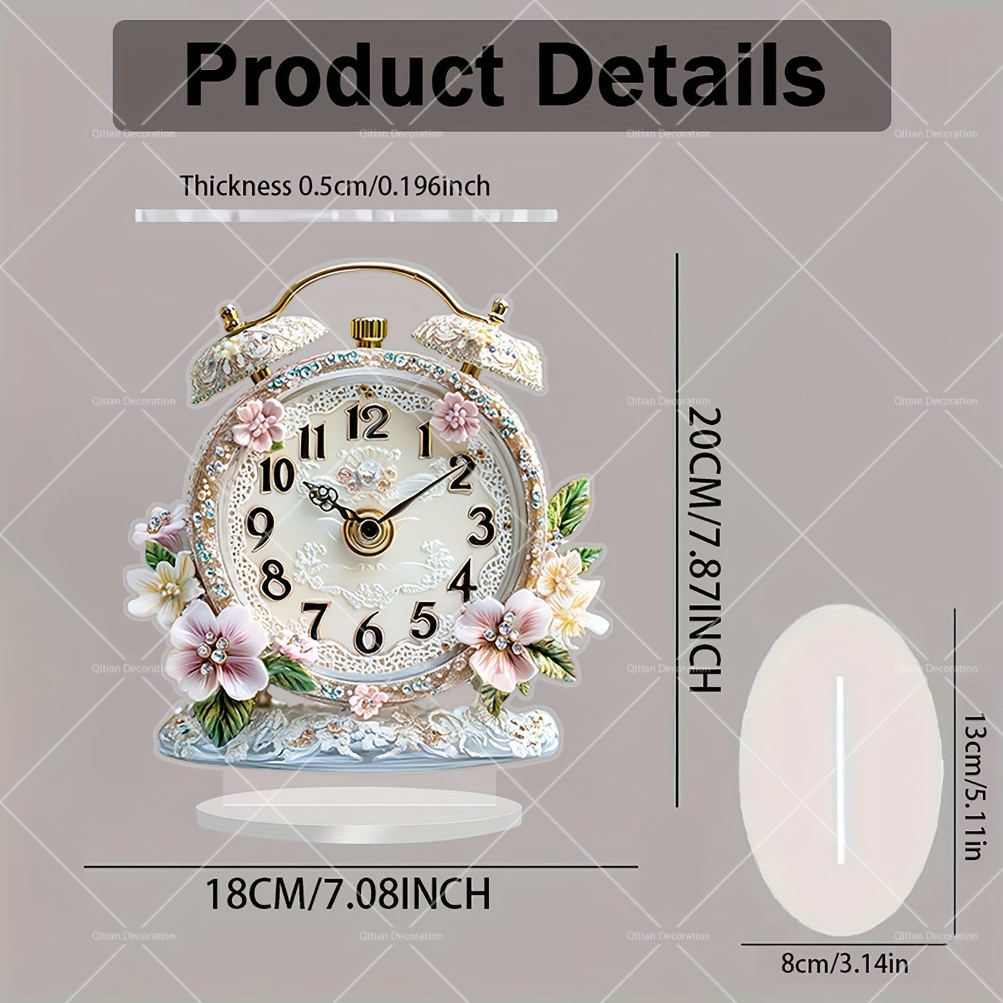Rynx | GlamTime - Luxury Acrylic Flower Alarm with Gemstone Accents