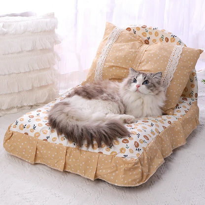 Rynx | Cute Bow Cat and Dog Bed with Removable Cushion Safe