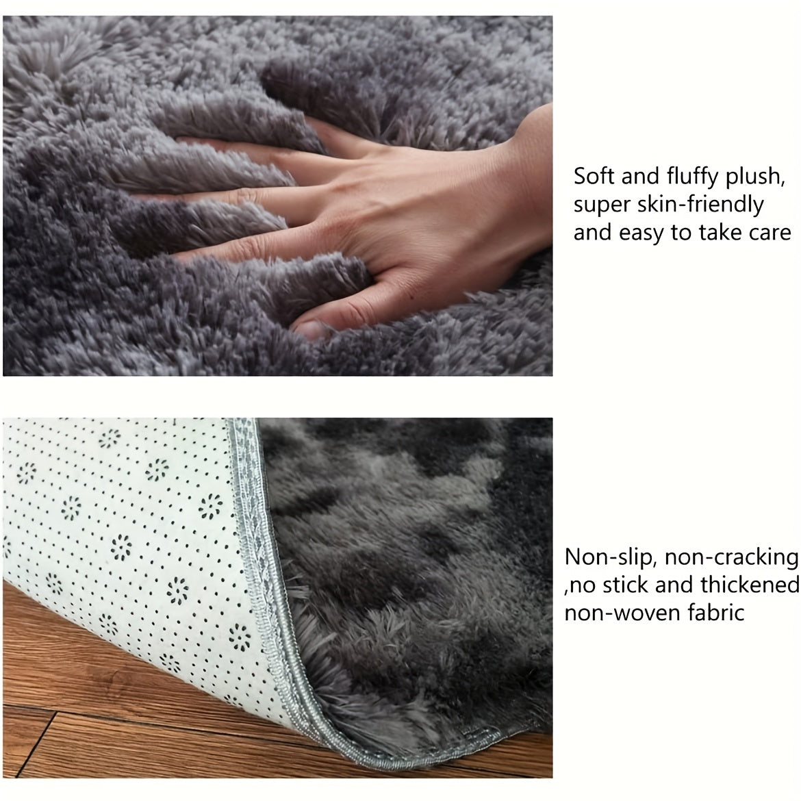 Rynx | 1pc Soft Plush Area Rug - Non-Slip Fuzzy Shaggy Bedside Carpet, Tie-Dyed Living Room Rug, Pet Friendly, Bedroom and Home Decor