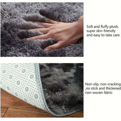 Rynx | 1pc Soft Plush Area Rug - Non-Slip Fuzzy Shaggy Bedside Carpet, Tie-Dyed Living Room Rug, Pet Friendly, Bedroom and Home Decor