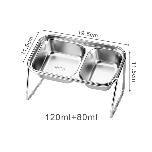 Rynx | Stainless Steel Elevated Cat Bowls - Non-Slip Pet Feeding Dish
