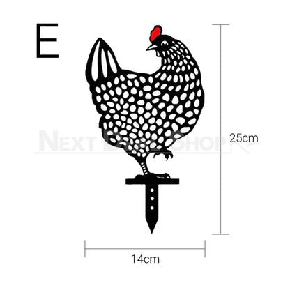 Rynx | 5 pcs - Chicken Family Garden Silhouette Hedge Stake