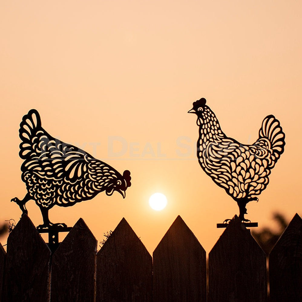 Rynx | 5 pcs - Chicken Family Garden Silhouette Hedge Stake
