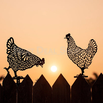 Rynx | 5 pcs - Chicken Family Garden Silhouette Hedge Stake