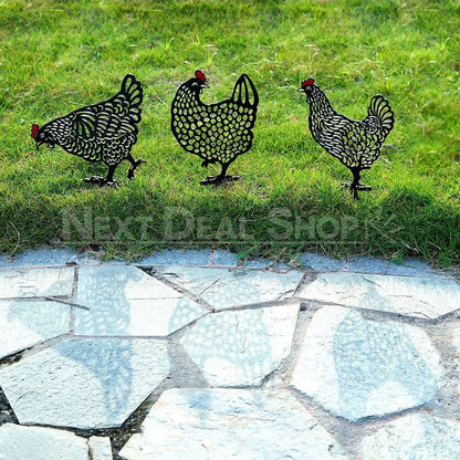 Rynx | 5 pcs - Chicken Family Garden Silhouette Hedge Stake