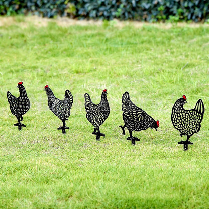 Rynx | 5 pcs - Chicken Family Garden Silhouette Hedge Stake