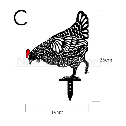 Rynx | 5 pcs - Chicken Family Garden Silhouette Hedge Stake