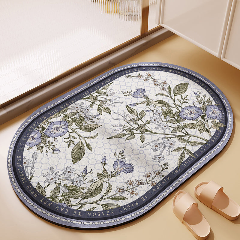 Rynx | Blue and green floral soft diatomaceous earth bath mat