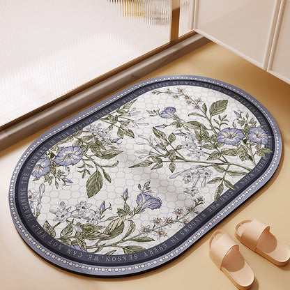 Rynx | Blue and green floral soft diatomaceous earth bath mat