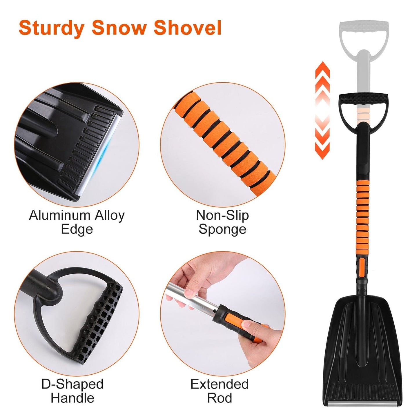 Rynx | 5-in-1 Detachable 180° Adjustable Ice Scraper Snow Shovel