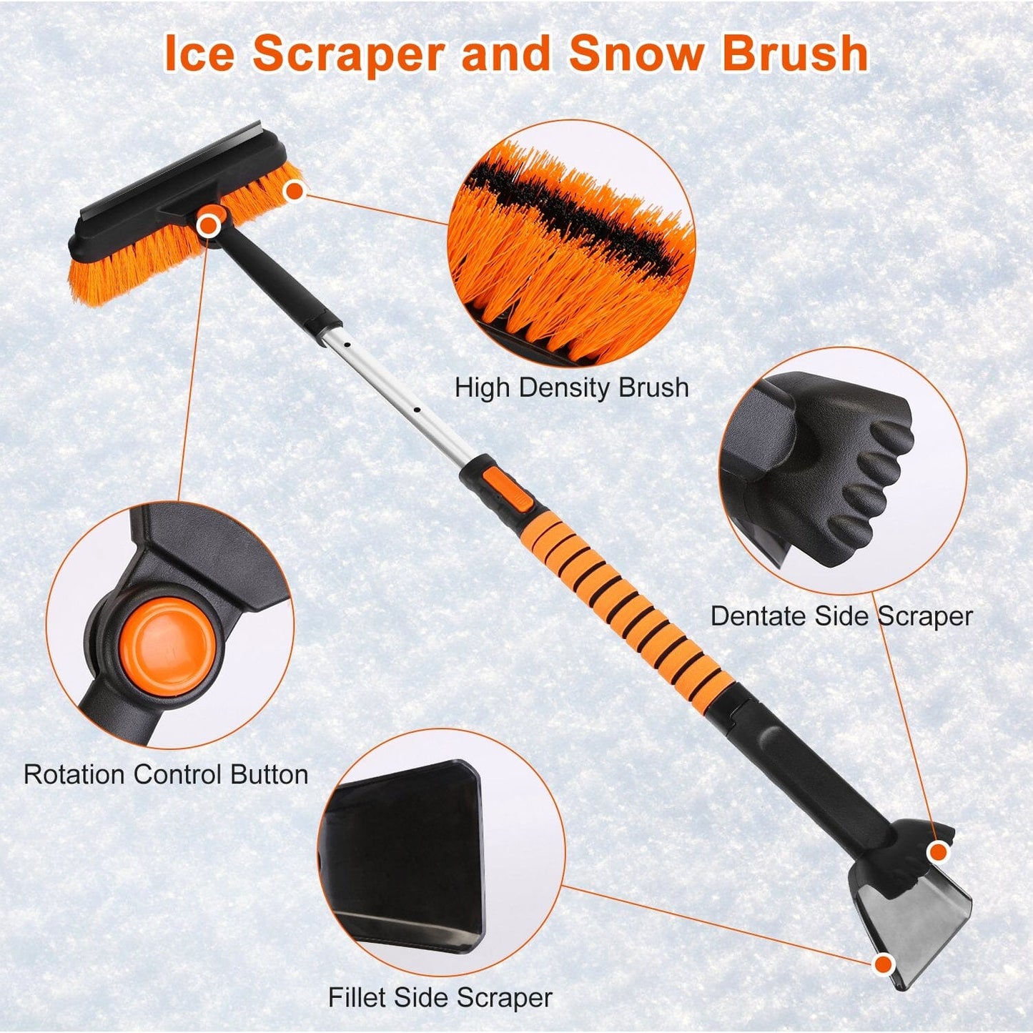 Rynx | 5-in-1 Detachable 180° Adjustable Ice Scraper Snow Shovel
