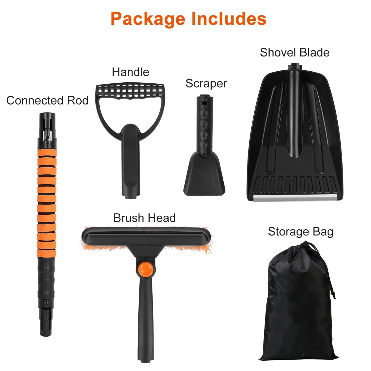 Rynx | 5-in-1 Detachable 180° Adjustable Ice Scraper Snow Shovel