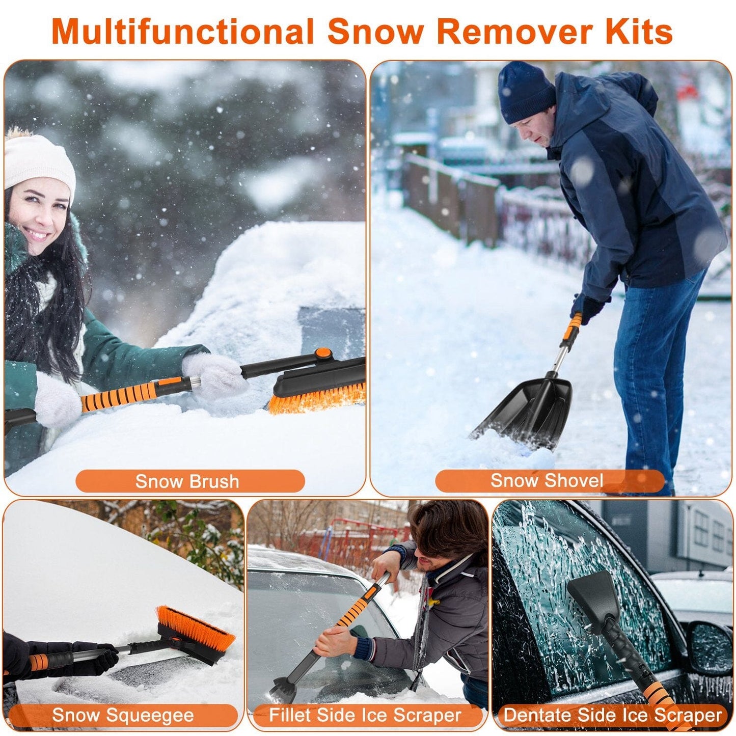 Rynx | 5-in-1 Detachable 180° Adjustable Ice Scraper Snow Shovel
