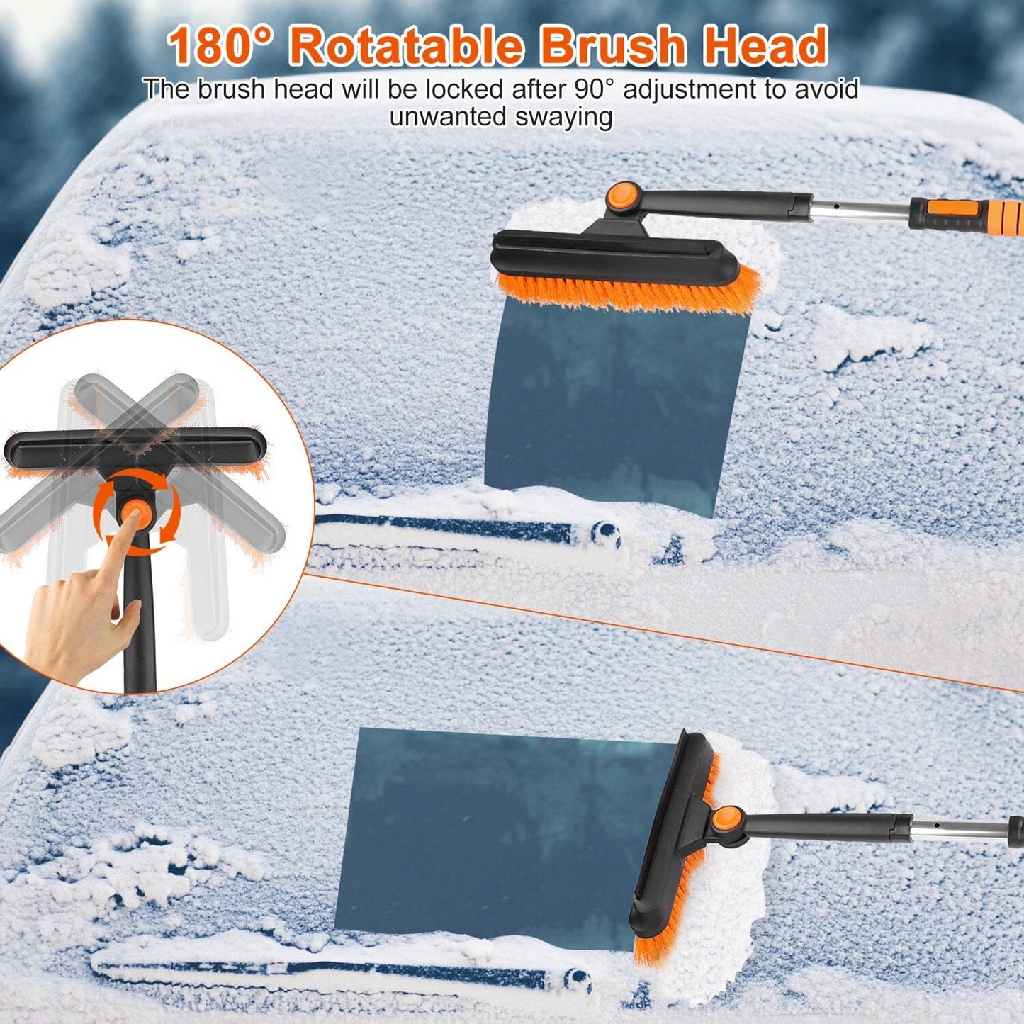 Rynx | 5-in-1 Detachable 180° Adjustable Ice Scraper Snow Shovel