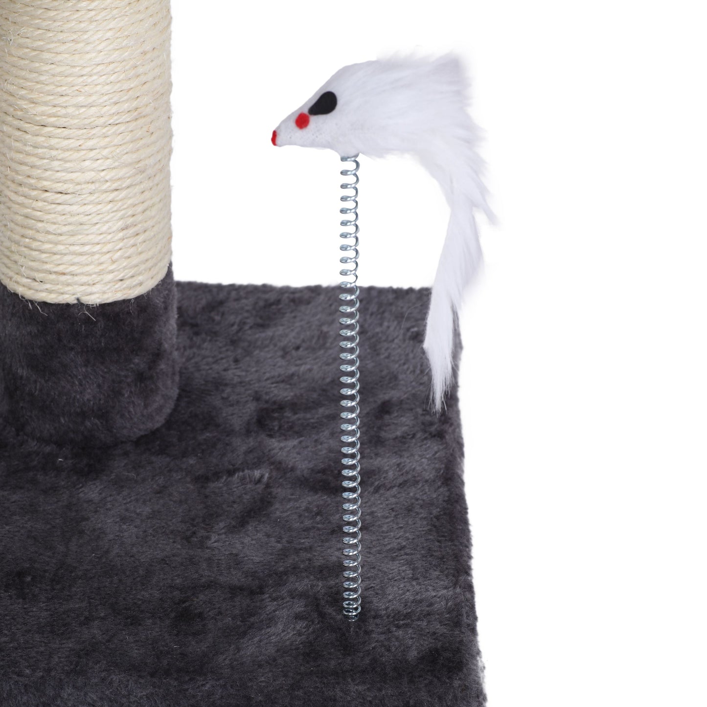 Rynx | Cat Tree | Cube with Scratching Ladder with Mouse Teaser Toys - Gray