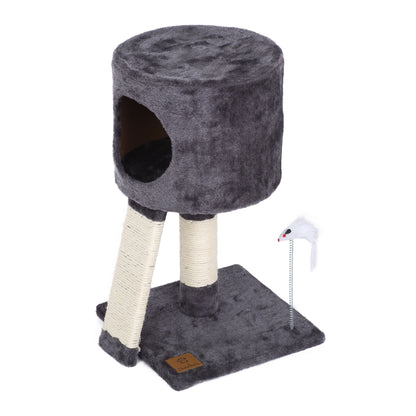 Rynx | Cat Tree | Cube with Scratching Ladder with Mouse Teaser Toys - Gray Standard title