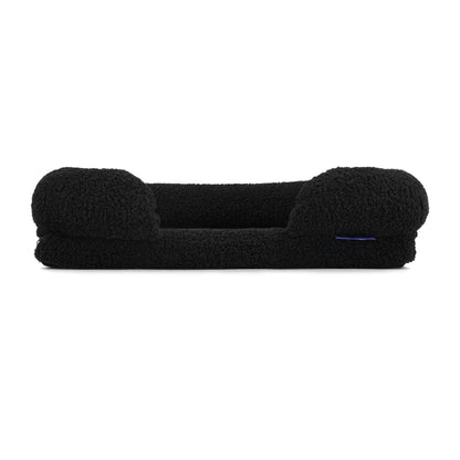Rynx | Teddy Fleece Memory Foam Sofa Pet Bed with Bolster - Coal