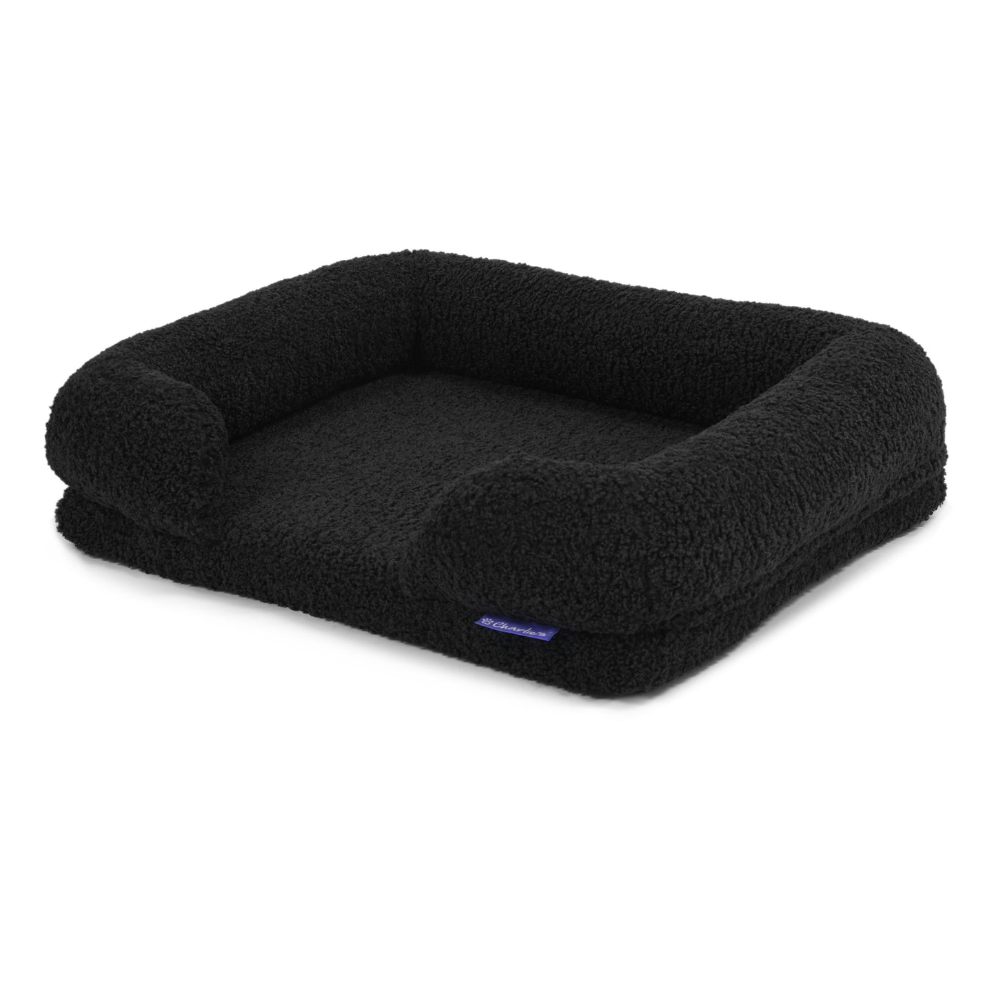 Rynx | Teddy Fleece Memory Foam Sofa Pet Bed with Bolster - Coal