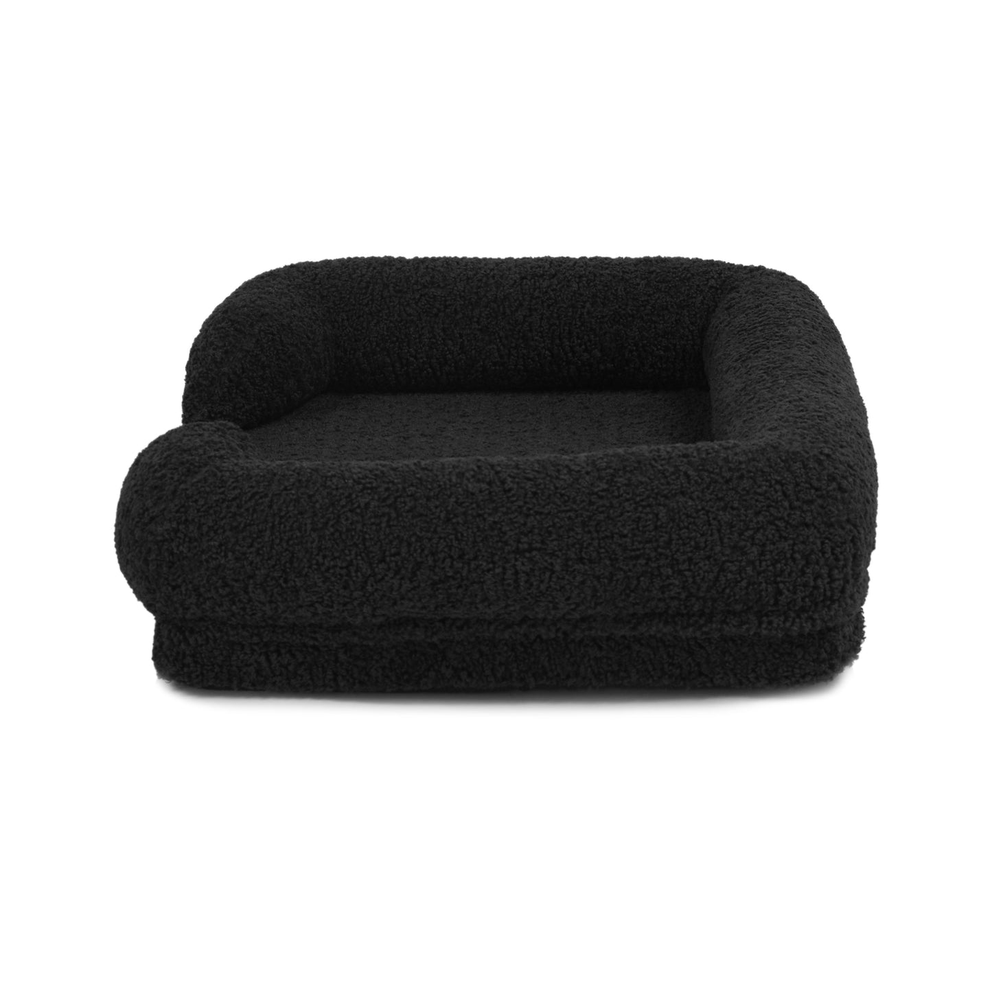 Rynx | Teddy Fleece Memory Foam Sofa Pet Bed with Bolster - Coal