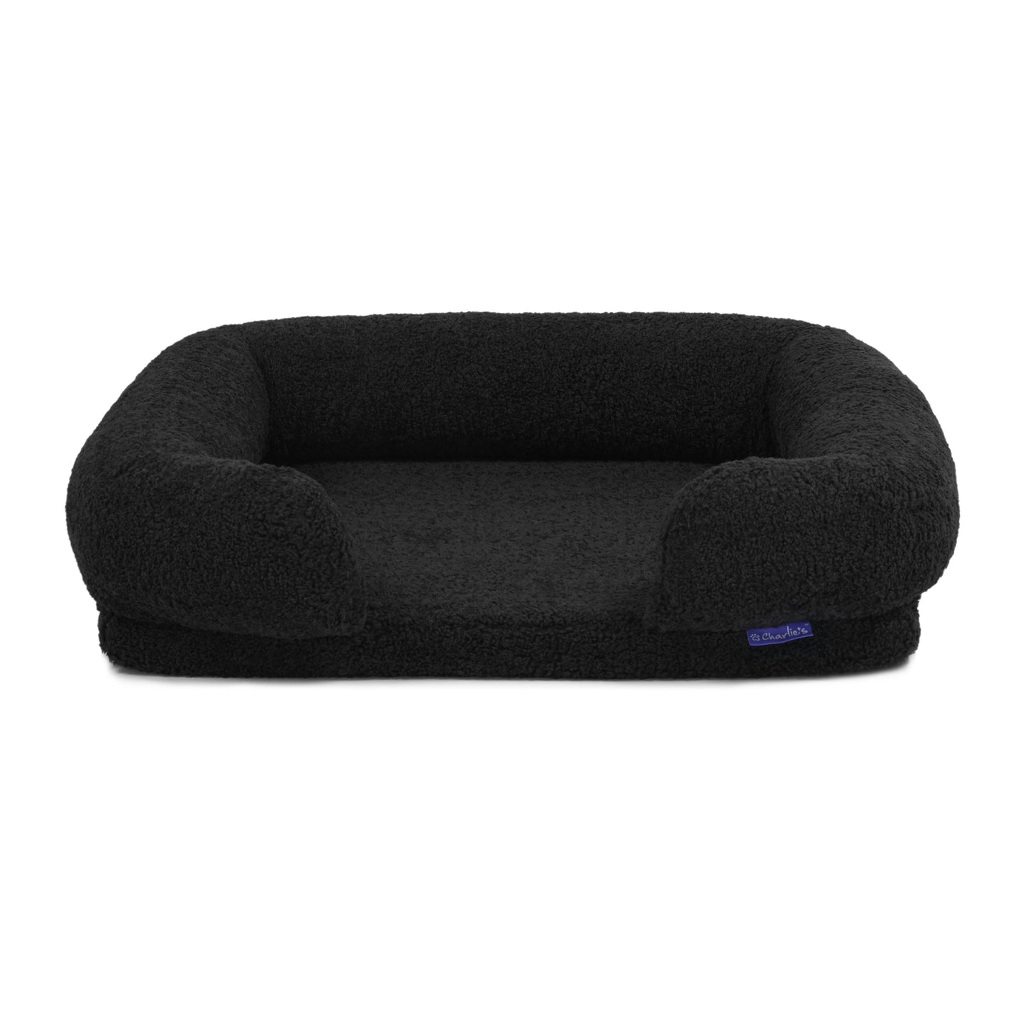 Rynx | Teddy Fleece Memory Foam Sofa Pet Bed with Bolster - Coal