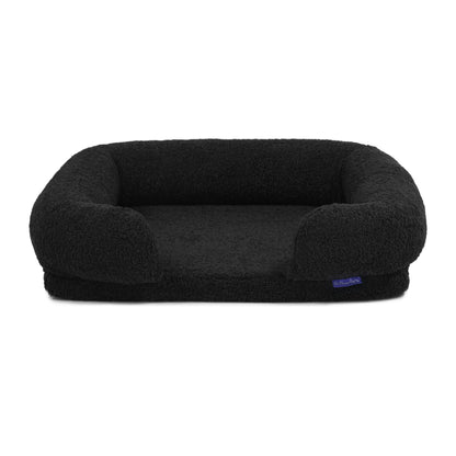 Rynx | Teddy Fleece Memory Foam Sofa Pet Bed with Bolster - Coal