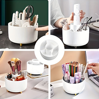 Rynx | 360° Rotation Make-up Organizer – Durable Plastic Cosmetic Storage Box with 5 Compartments
