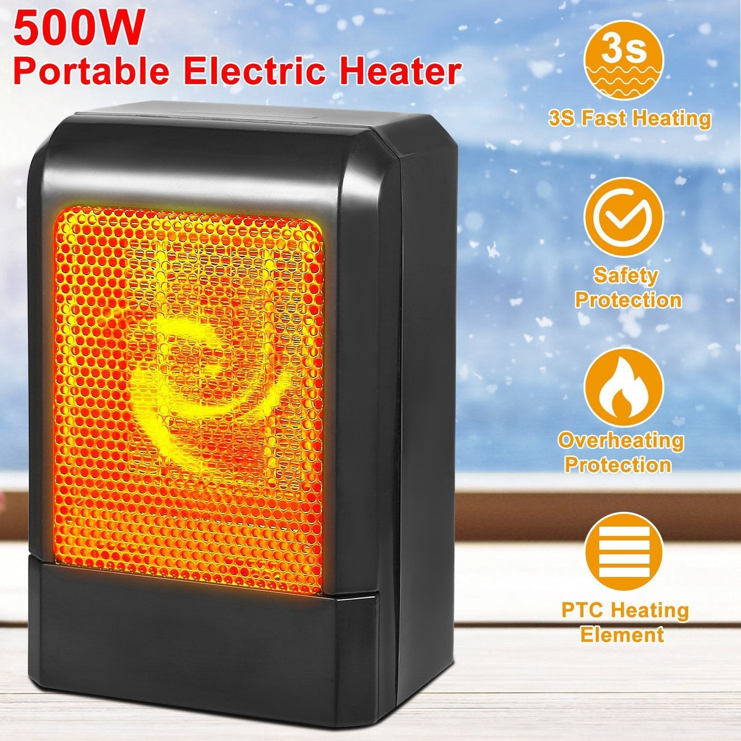 Rynx | 500W Ceramic Portable Electric Heater