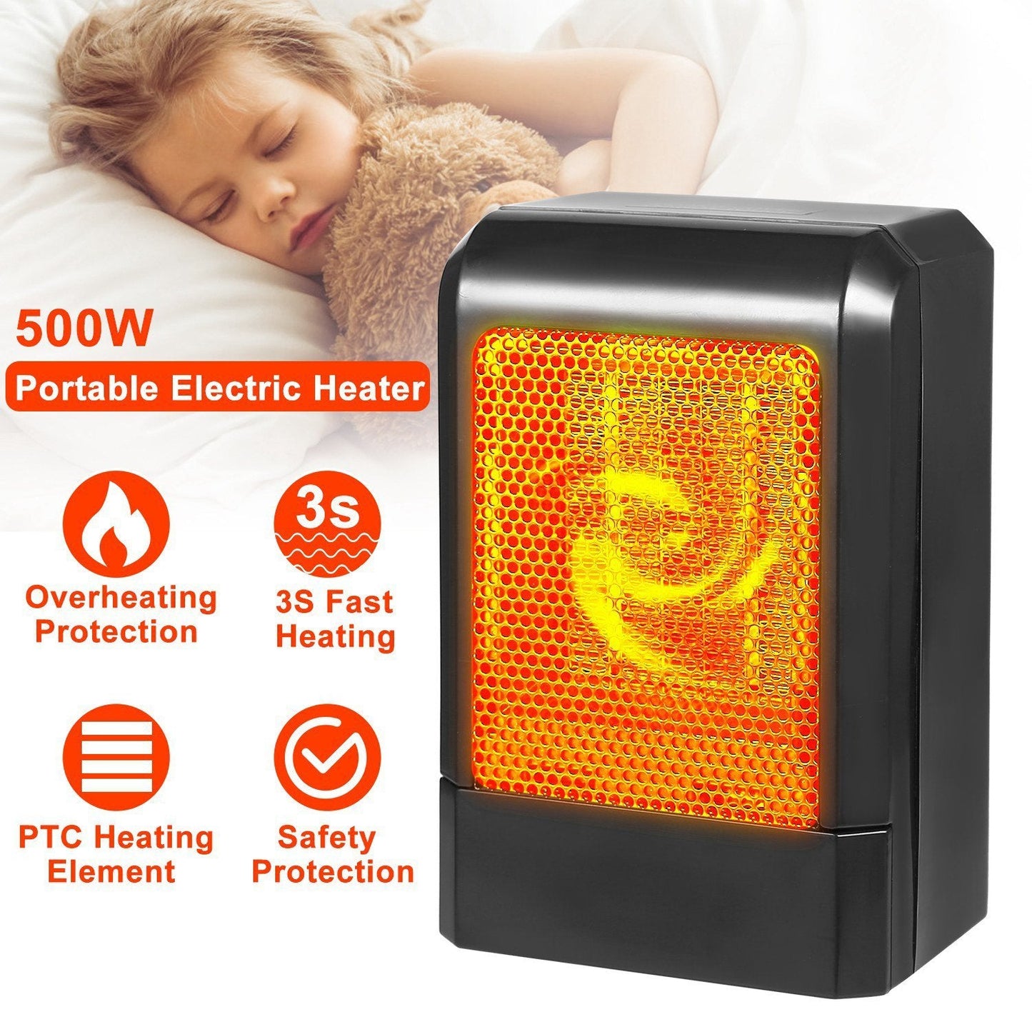 Rynx | 500W Ceramic Portable Electric Heater