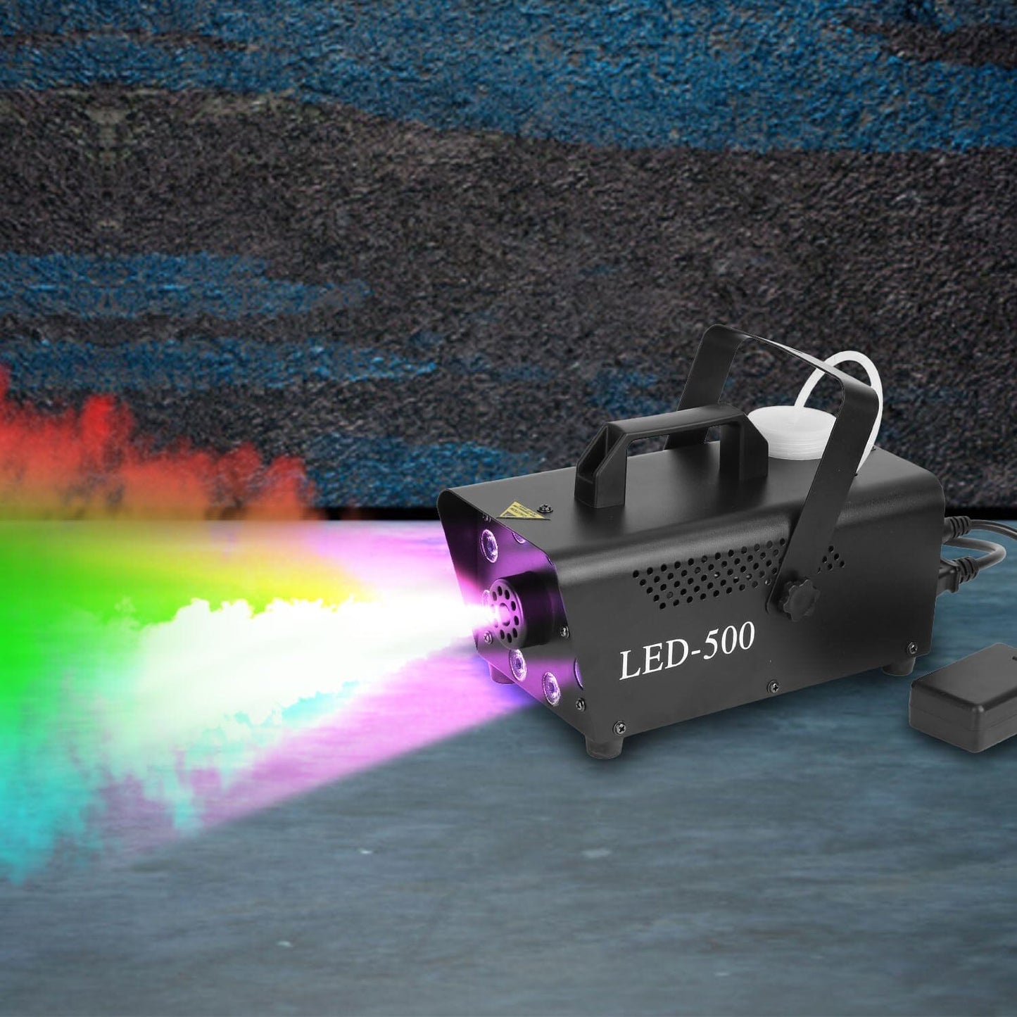 Rynx | 500W Fog Enhancer 2000CFM Colorful Fog Machine with 8-Piece LED 5 Light Effects 3-Level Brightness