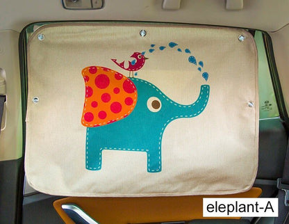Rynx | Cute Cartoon Linen Car Sun Shade Curtain for Windshield and Side Windows - 70cm x 50cm