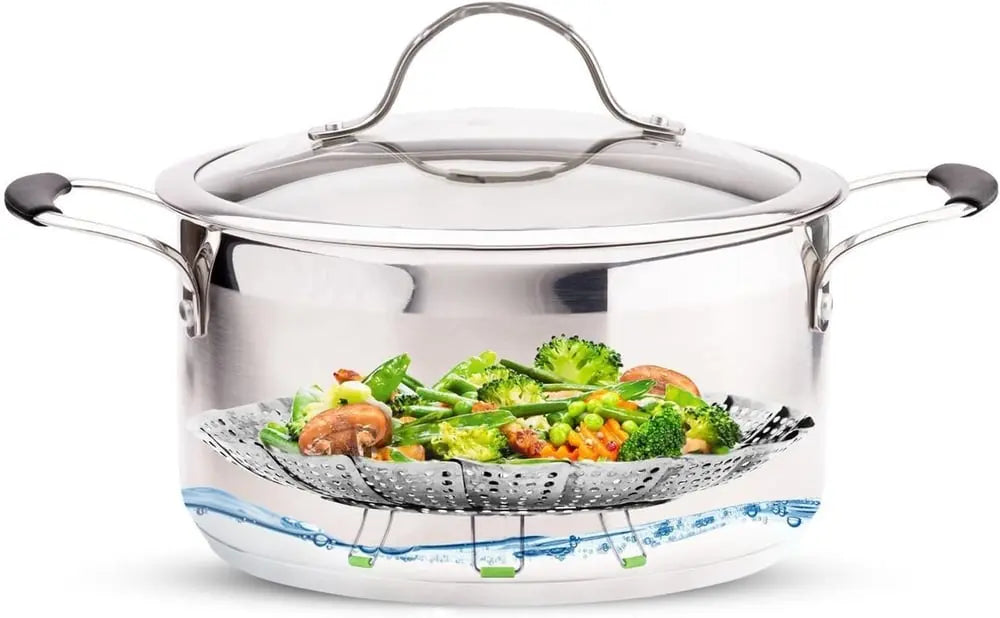 Rynx | Adjustable steam cooker made of stainless steel – Foldable basket for healthy cooking
