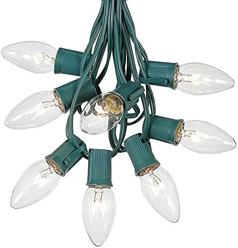 Rynx | Home Accent Christmas C9 Clear Transparent String Lights Set, 25 Count, Indoor/Outdoor Decor