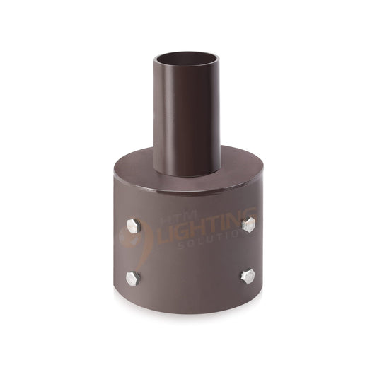 Rynx | 5In Round Pole Mount Bracket Tenon Adapter With 2-3/8In Single Vertical Tenon For Slip Fitter Mount Outdoor Gate Lighting, Parking