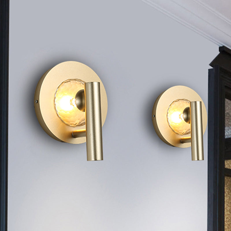 Rynx | Gold Cylinder Wall Mount Light Fixture Simple Metal 1 Head LED Foyer Wall Lamp Lighting