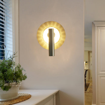 Rynx | Gold Cylinder Wall Mount Light Fixture Simple Metal 1 Head LED Foyer Wall Lamp Lighting