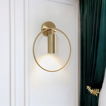 Rynx | 11"/15" H Metal Gold Wall Mount Lighting Round 1 Bulb Vintage Flush Wall Sconces in Warm/White/Natural Light