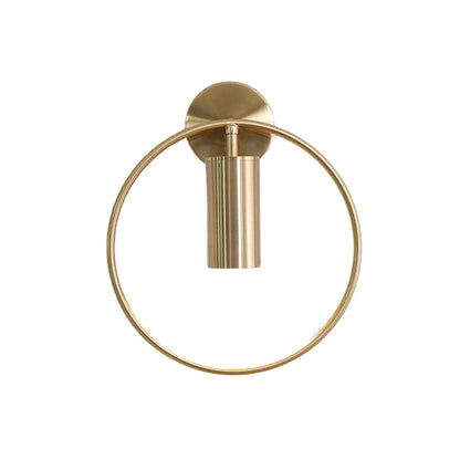 Rynx | 11"/15" H Metal Gold Wall Mount Lighting Round 1 Bulb Vintage Flush Wall Sconces in Warm/White/Natural Light