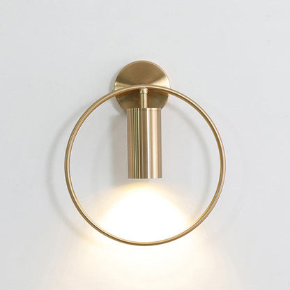 Rynx | 11"/15" H Metal Gold Wall Mount Lighting Round 1 Bulb Vintage Flush Wall Sconces in Warm/White/Natural Light