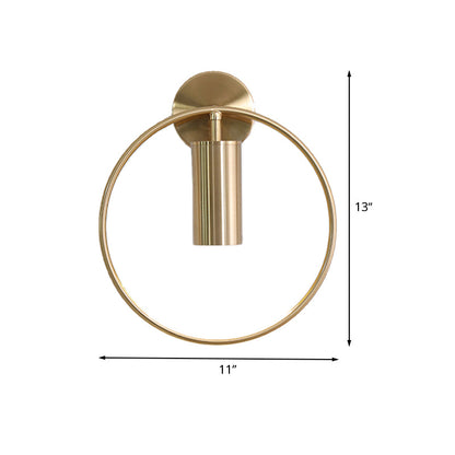 Rynx | 11"/15" H Metal Gold Wall Mount Lighting Round 1 Bulb Vintage Flush Wall Sconces in Warm/White/Natural Light
