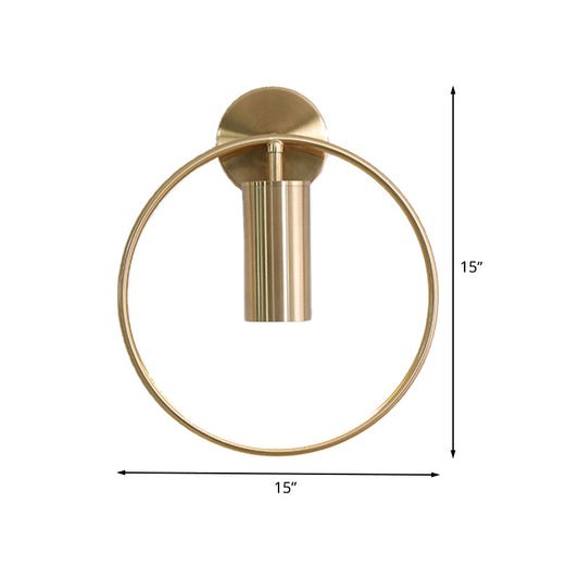 Rynx | 11"/15" H Metal Gold Wall Mount Lighting Round 1 Bulb Vintage Flush Wall Sconces in Warm/White/Natural Light