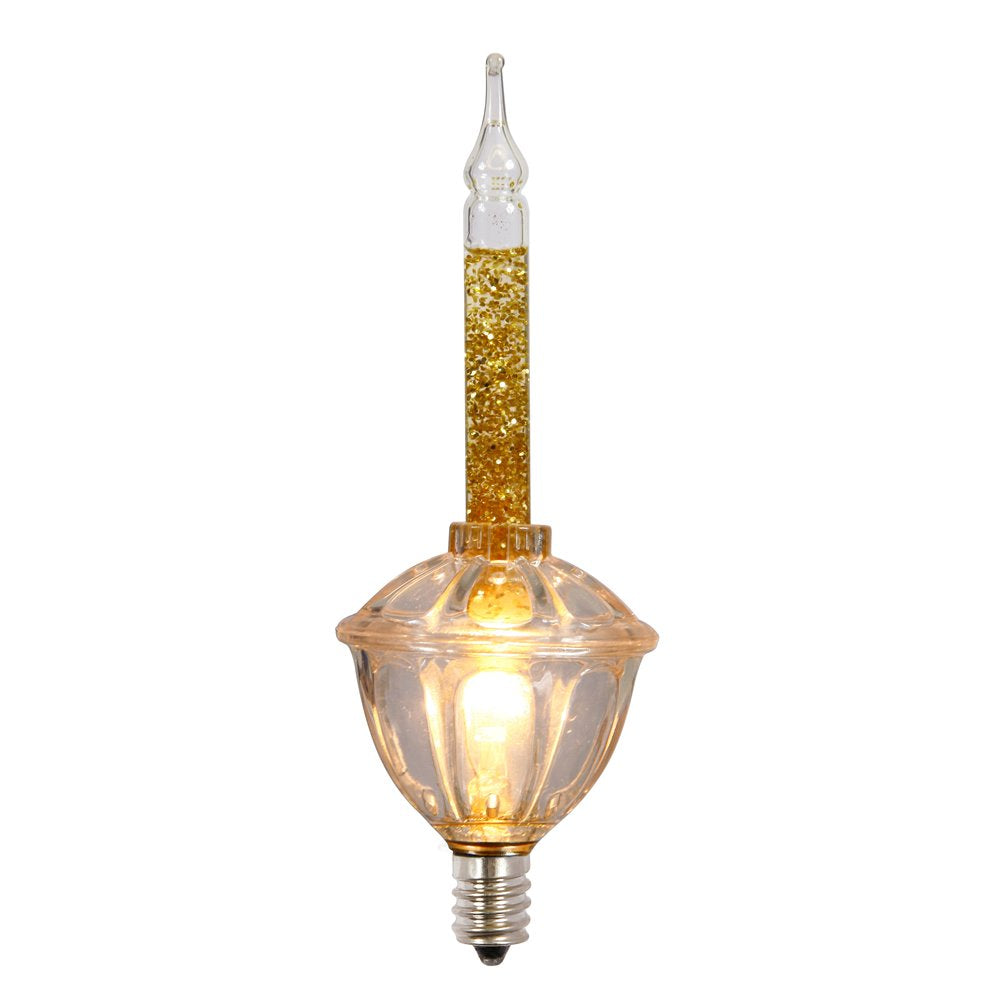 Rynx | Vickerman 7 Light Gold Glitter Bubble Set with Green Wire 20-Inch - Spacing Ul End Connector - Total Length 13 Feet - Ul Certified - Bubble Lights for Christmas Tree