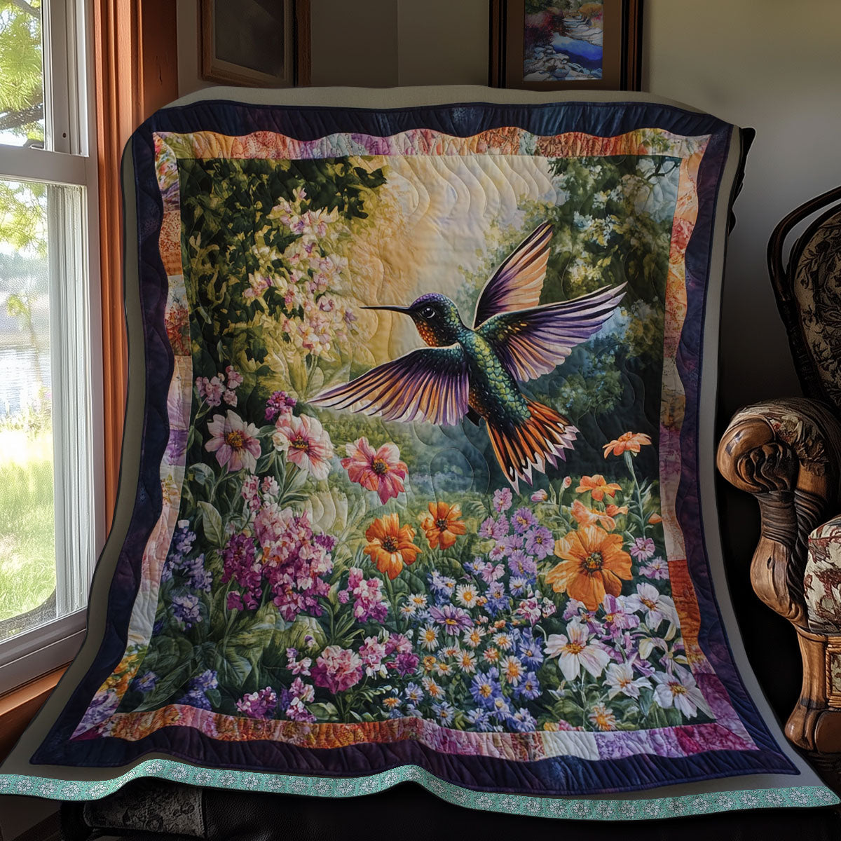 Rynx | Flower Garden Hummingbird Bedspread