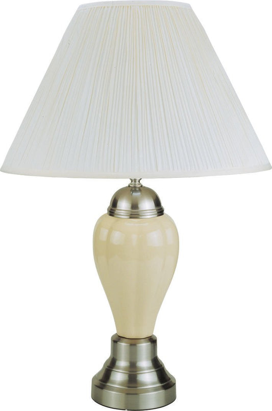 Rynx | Ore International 6117Sn-Iv Ceramic Table Lamp, 16&quot; X 16&quot; X 27&quot;, Silver/Ivory