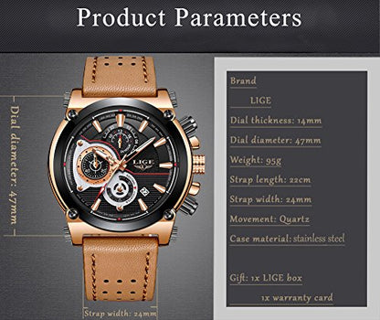 Rynx | Men's Stainless Steel Chronograph Waterproof Sports Quartz Watch