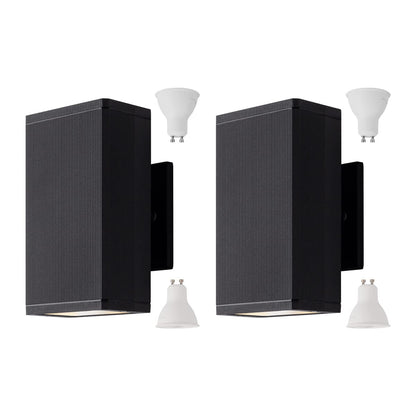 Rynx | Mirrea 8In Matte Black Outdoor Patio Light - 2 Pack, Led Gu10 Wall Lamp, Aluminum Up/Down Lighting